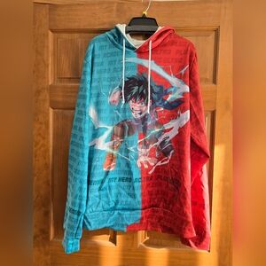 Hero Academia Anime Graphic Hoodie in Red and Blue